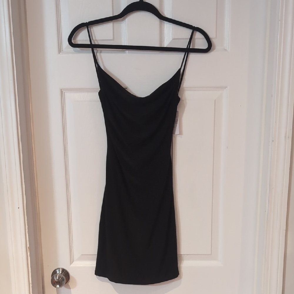 21 Saints Elegant Black Spaghetti Strap Dress